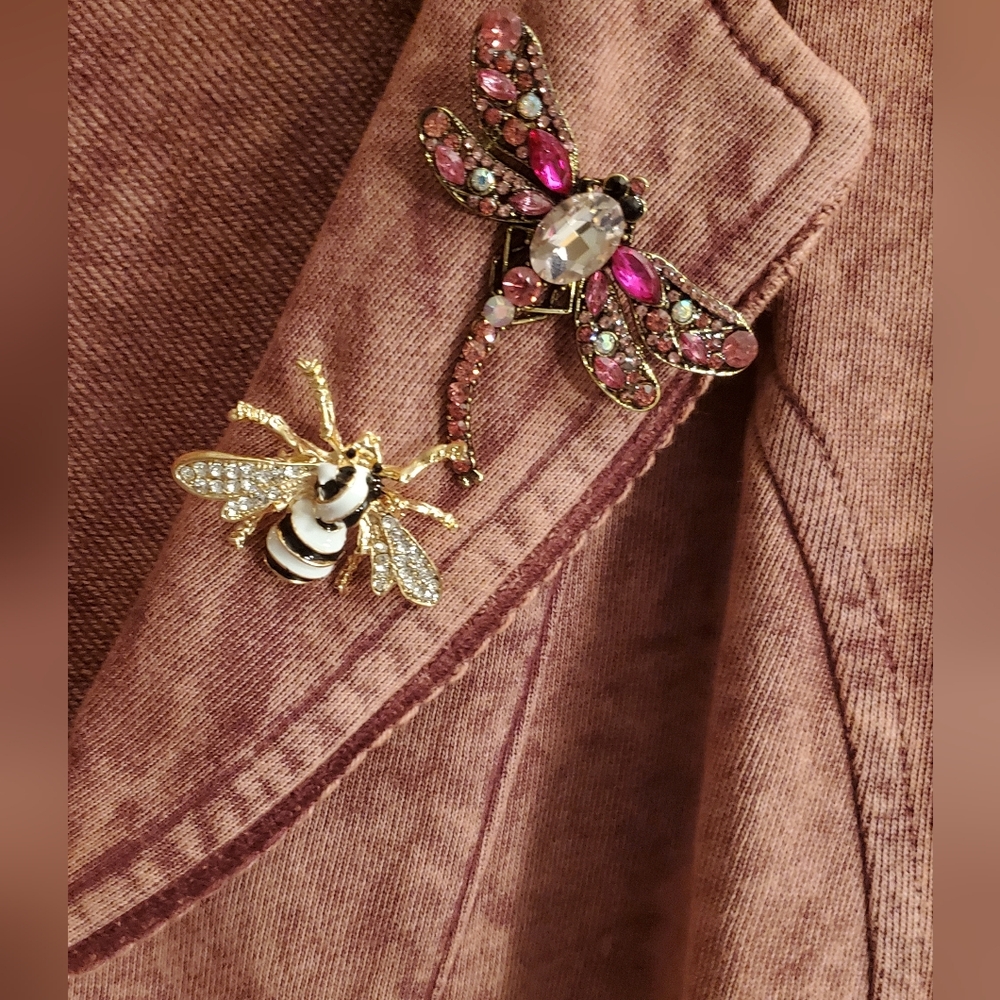 NWT Floral Embroidered Pink French Terry Jacket - Picture 9 of 13